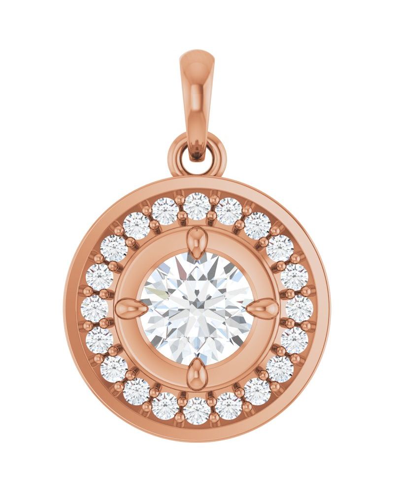 Pingente Garras Pontudas Halo em Ouro 14k com Diamantes de Laboratório
