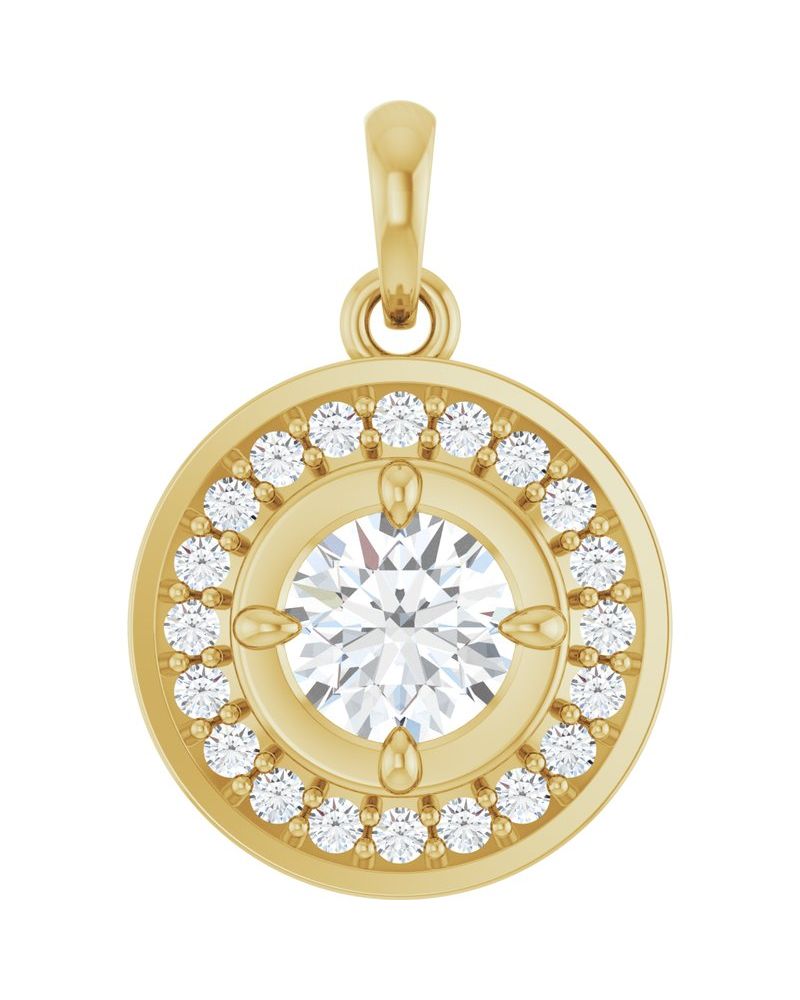 Pingente Garras Pontudas Halo em Ouro 14k com Diamantes de Laboratório