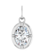 Pingente Oval Garras Pontudas Estilo Bezel em Ouro 14k com Diamantes de Laboratório