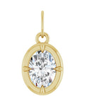 Pingente Oval Garras Pontudas Estilo Bezel em Ouro 14k com Diamantes de Laboratório