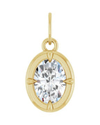 Pingente Oval Garras Pontudas Estilo Bezel em Ouro 14k com Diamantes de Laboratório