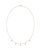 Colar Três ou Cinco Pedras Estações com Cravação Bezel em Ouro 14k com Diamantes de Laboratório