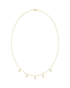 Colar Três ou Cinco Pedras Estações com Cravação Bezel em Ouro 14k com Diamantes de Laboratório