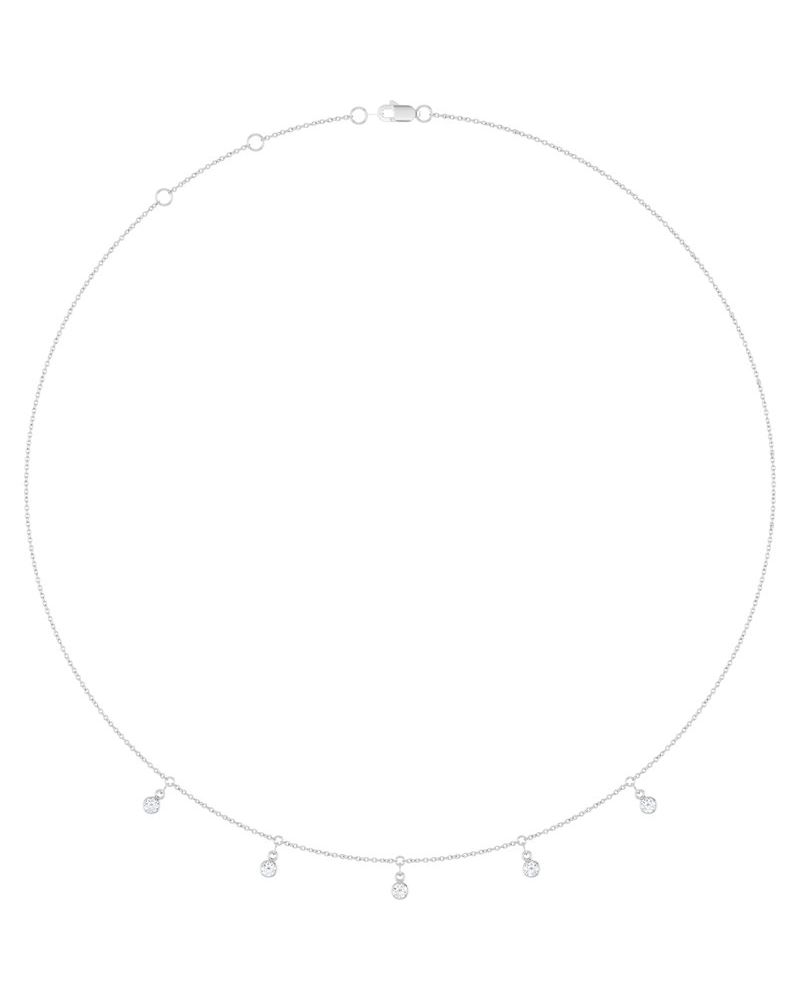 Colar Três ou Cinco Pedras Estações com Cravação Bezel em Ouro 14k com Diamantes de Laboratório