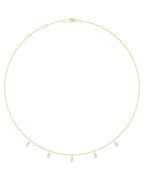 Colar Três ou Cinco Pedras Estações com Cravação Bezel em Ouro 14k com Diamantes de Laboratório