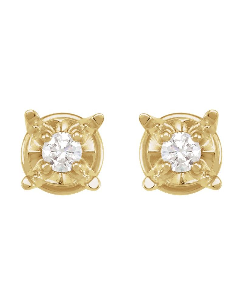Brinco Ponto de Luz Ilusão em Ouro 14k com Diamantes Naturais