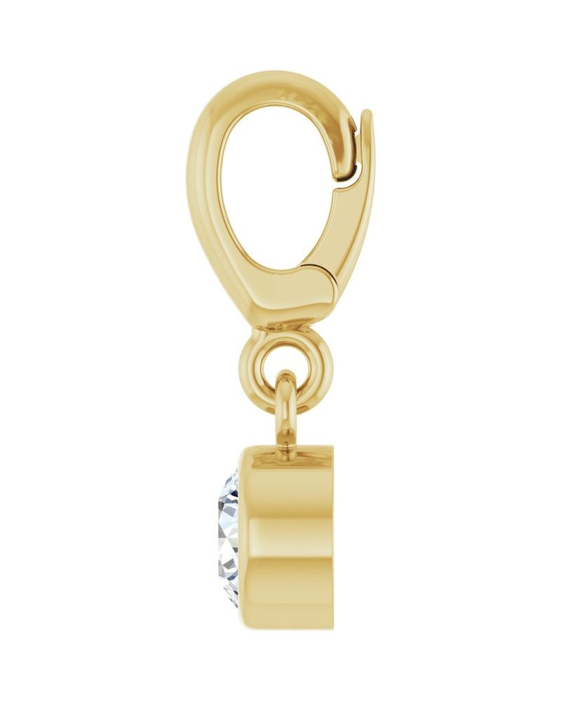 Pingente Solitário com Cravação Bezel em Ouro 14k com Diamantes de Laboratório