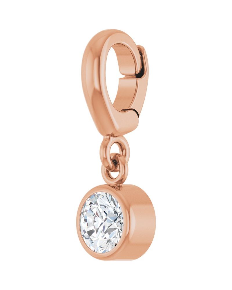 Pingente Solitário com Cravação Bezel em Ouro 14k com Diamantes de Laboratório
