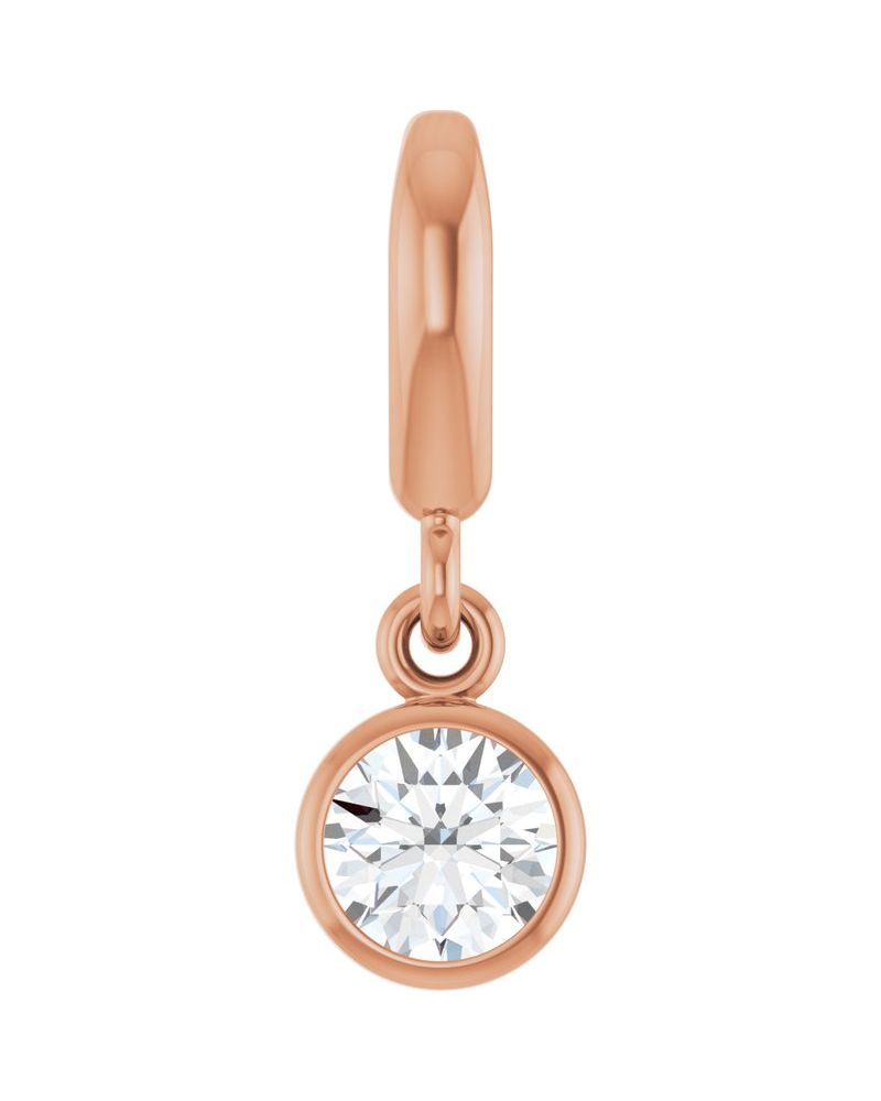 Pingente Solitário com Cravação Bezel em Ouro 14k com Diamantes de Laboratório