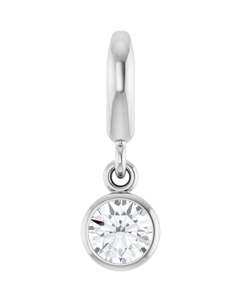 Pingente Solitário com Cravação Bezel em Ouro 14k com Diamantes de Laboratório