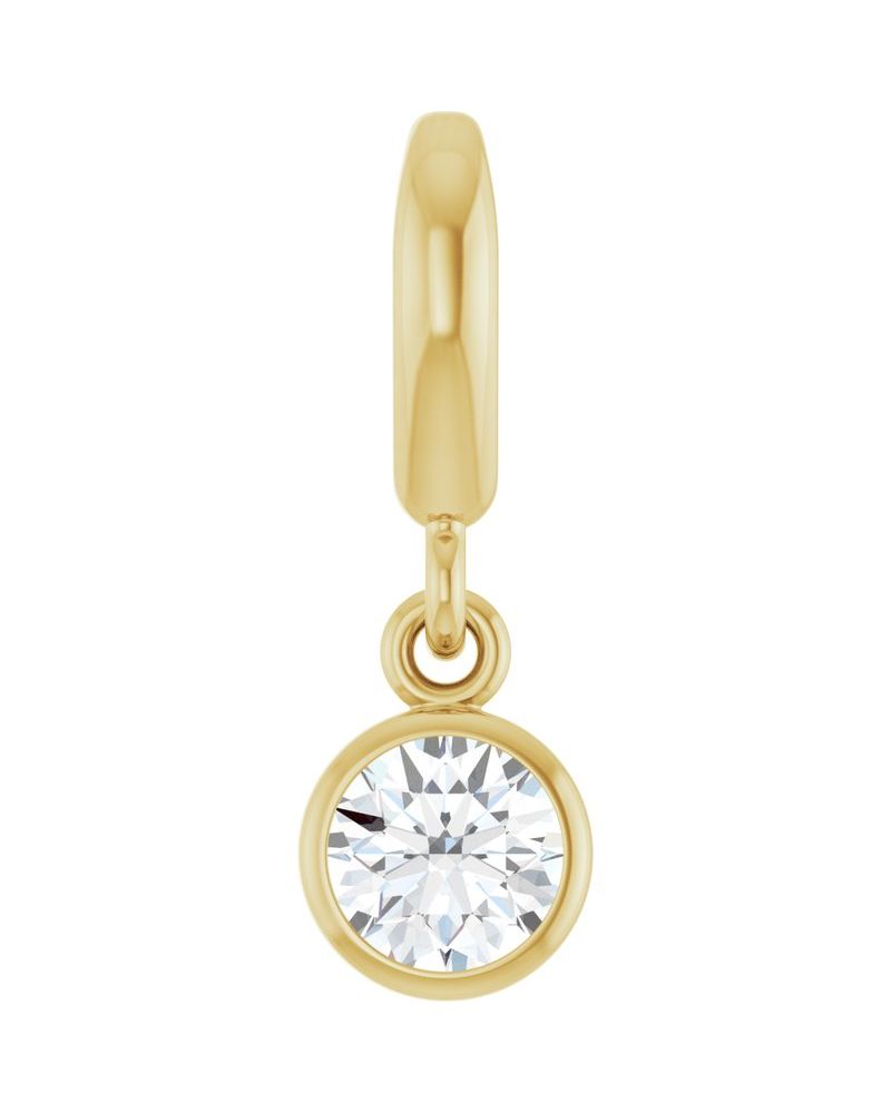 Pingente Solitário com Cravação Bezel em Ouro 14k com Diamantes de Laboratório