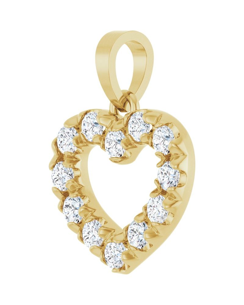 Pingente Coração Cravejado em Ouro 14k com Diamantes de Laboratório