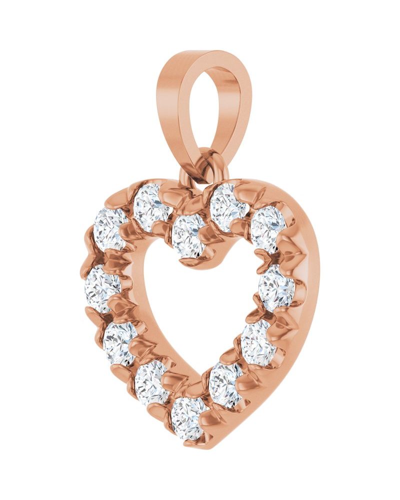 Pingente Coração Cravejado em Ouro 14k com Diamantes de Laboratório