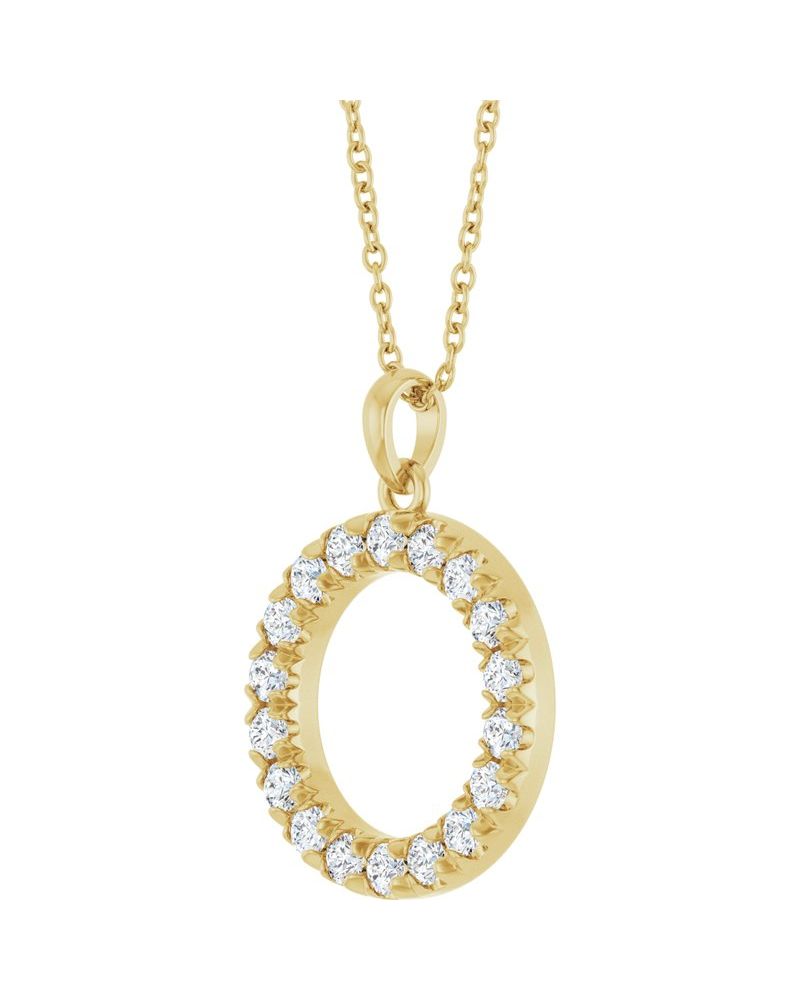 Colar Círculo Cravejado em Ouro 14k com Diamantes de Laboratório