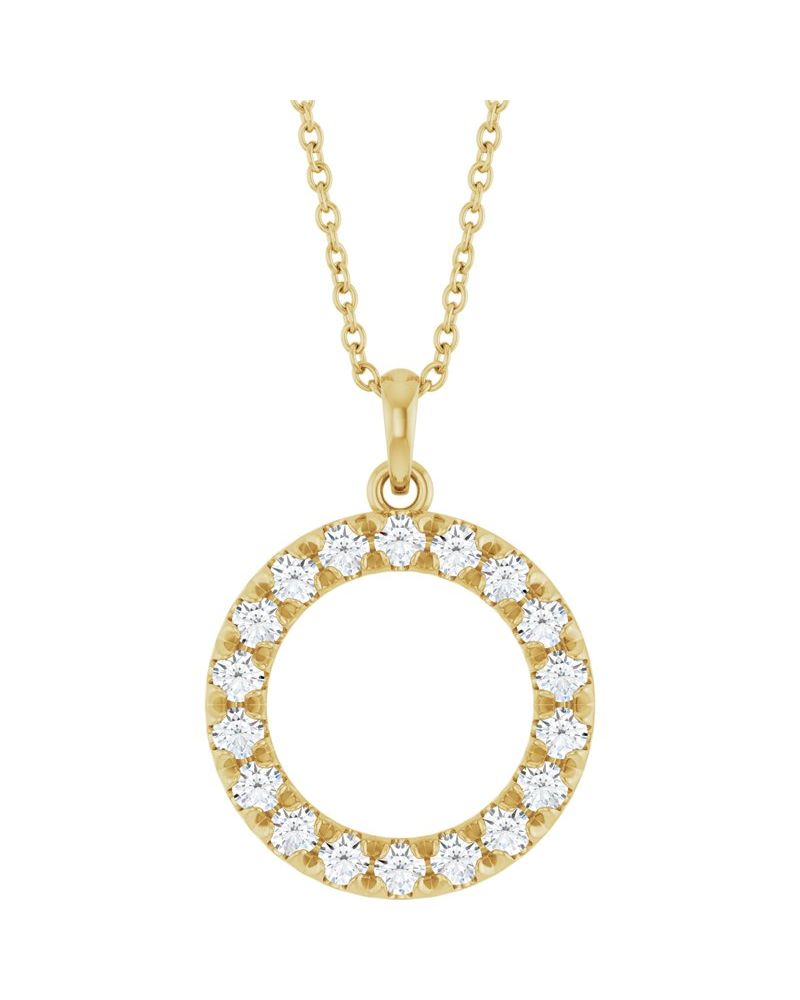 Colar Círculo Cravejado em Ouro 14k com Diamantes de Laboratório