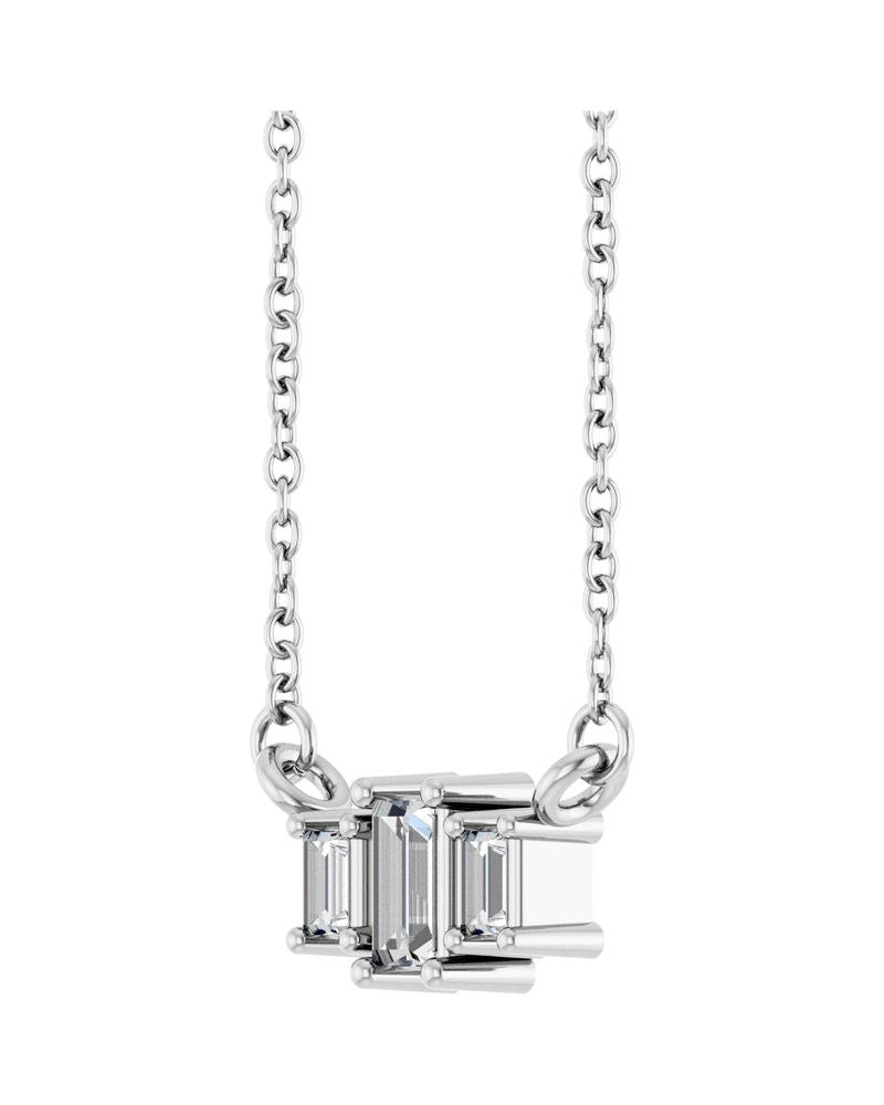 Colar Três Pedras Barra em Ouro 14k com Diamantes de Laboratório