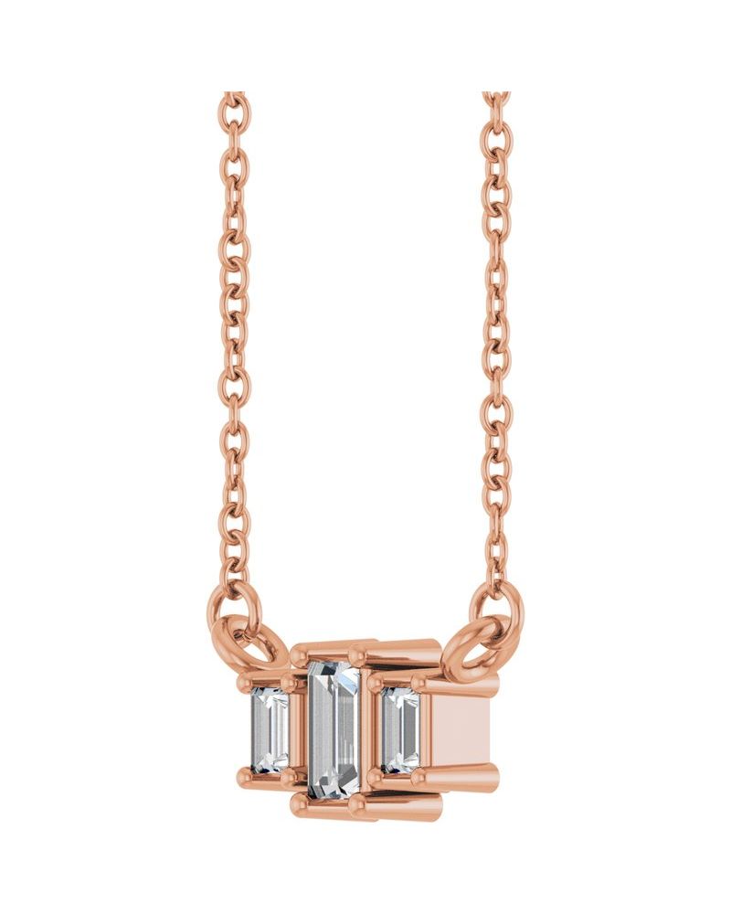 Colar Três Pedras Barra em Ouro 14k com Diamantes de Laboratório
