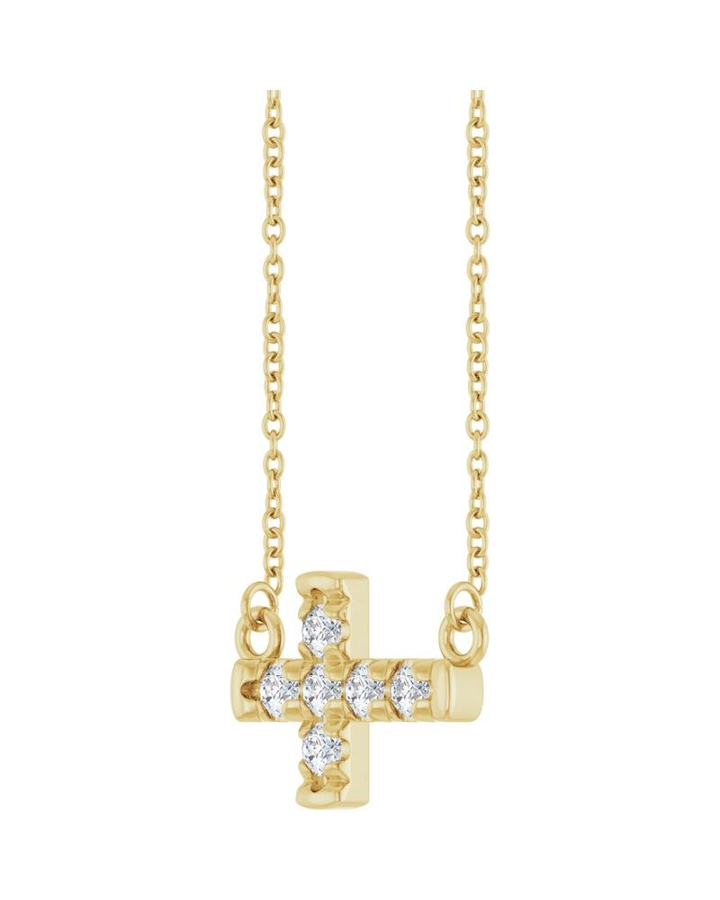 Colar Cruz Horizontal Cravejado em Ouro 14k com Diamantes de Laboratório – Modelo 3