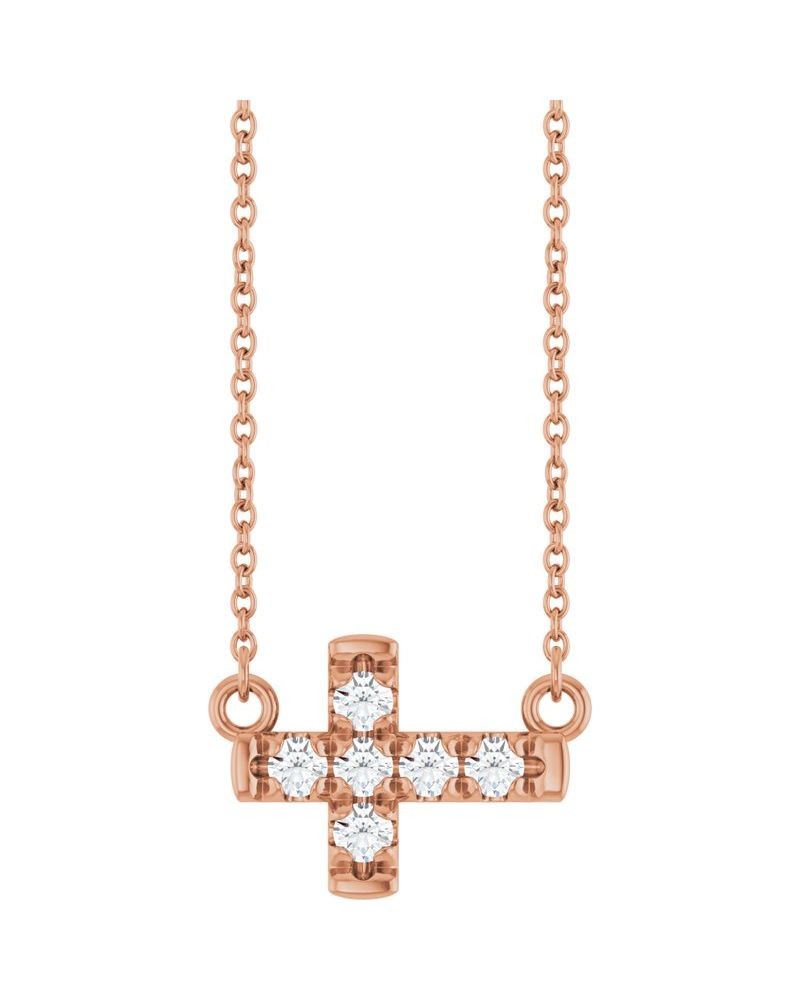 Colar Cruz Horizontal Cravejado em Ouro 14k com Diamantes de Laboratório – Modelo 3
