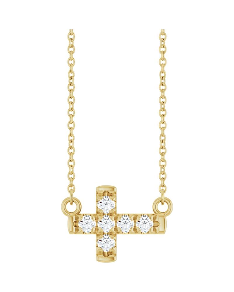 Colar Cruz Horizontal Cravejado em Ouro 14k com Diamantes de Laboratório – Modelo 3