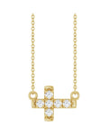 Colar Cruz Horizontal Cravejado em Ouro 14k com Diamantes de Laboratório – Modelo 3