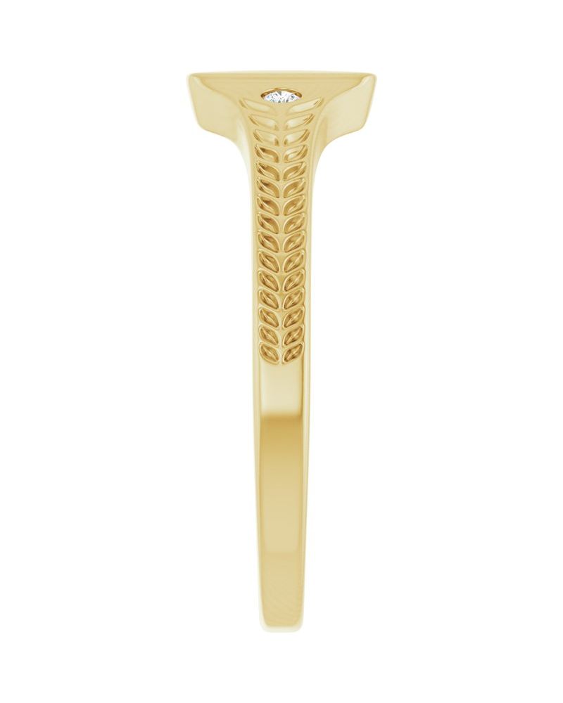 Anel Chevalier para Gravação Cravejado em Ouro 14k com Diamantes de Laboratório