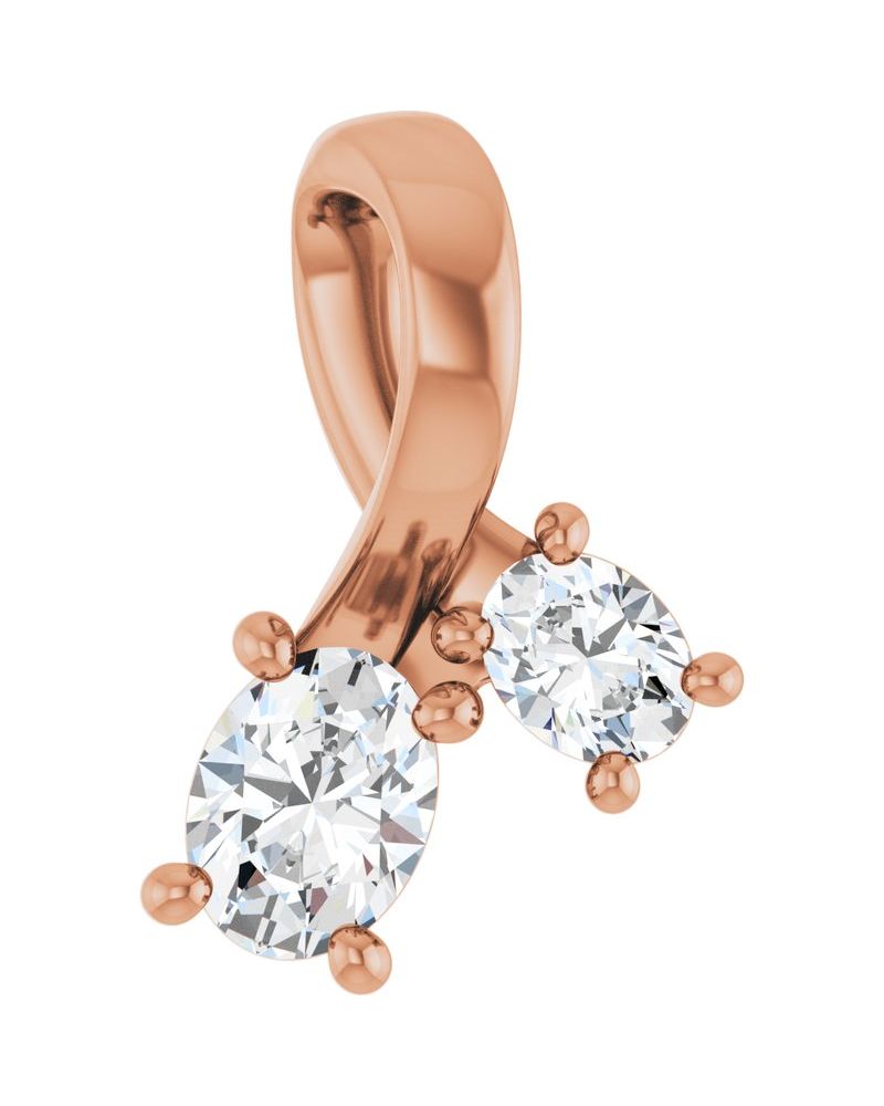 Pingente Passante Duas Pedras em Ouro 14k com Diamantes de Laboratório