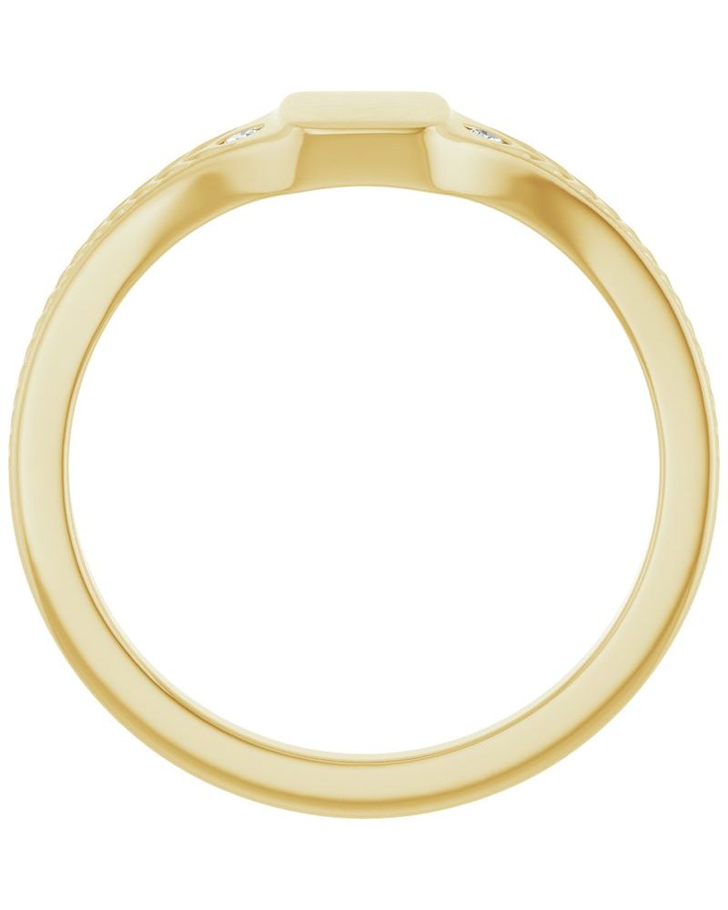 Anel Chevalier para Gravação Cravejado em Ouro 14k com Diamantes de Laboratório