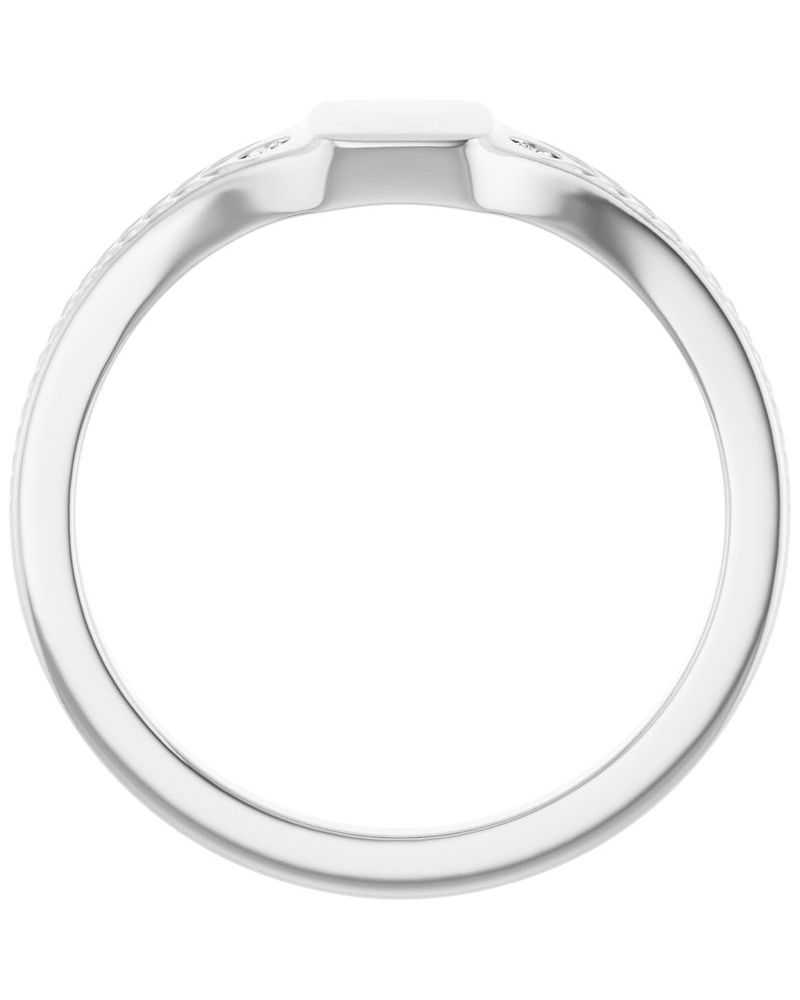 Anel Chevalier para Gravação Cravejado em Ouro 14k com Diamantes de Laboratório