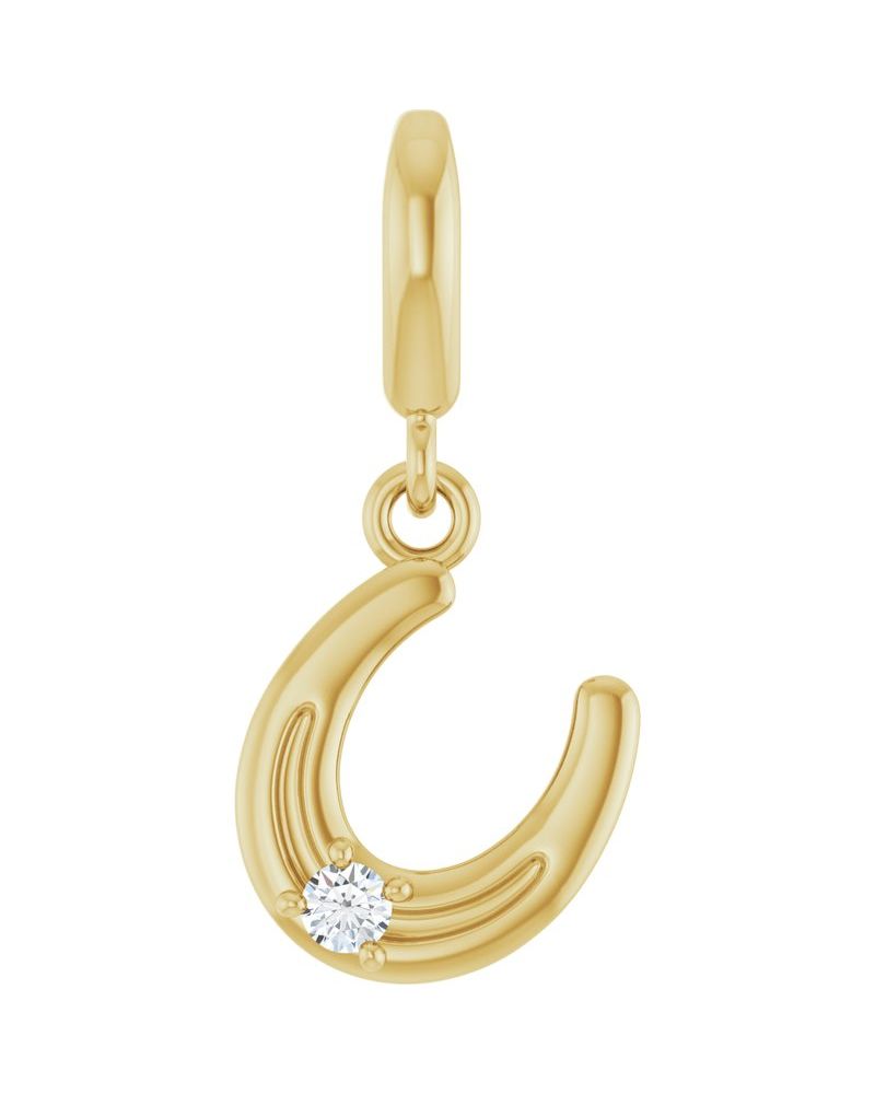Pingente Ferradura em Ouro 14k com Diamantes de Laboratório