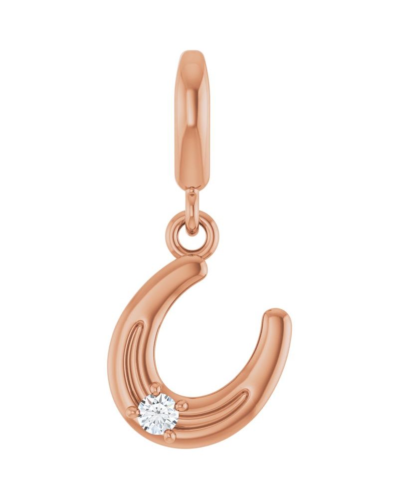 Pingente Ferradura em Ouro 14k com Diamantes de Laboratório