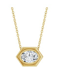 Colar com Cravação Bezel em Ouro 14k com Diamantes de Laboratório