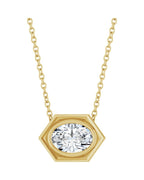 Colar com Cravação Bezel em Ouro 14k com Diamantes de Laboratório