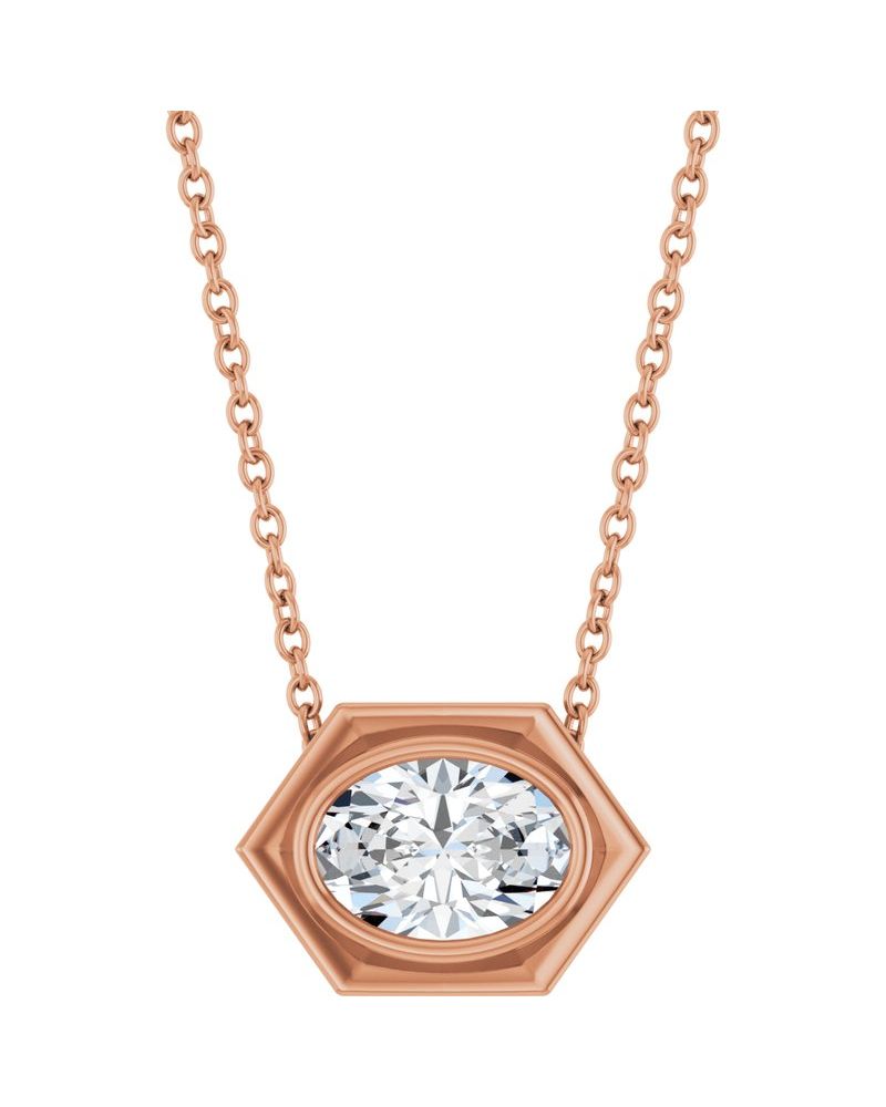 Colar com Cravação Bezel em Ouro 14k com Diamantes de Laboratório