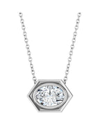 Colar com Cravação Bezel em Ouro 14k com Diamantes de Laboratório
