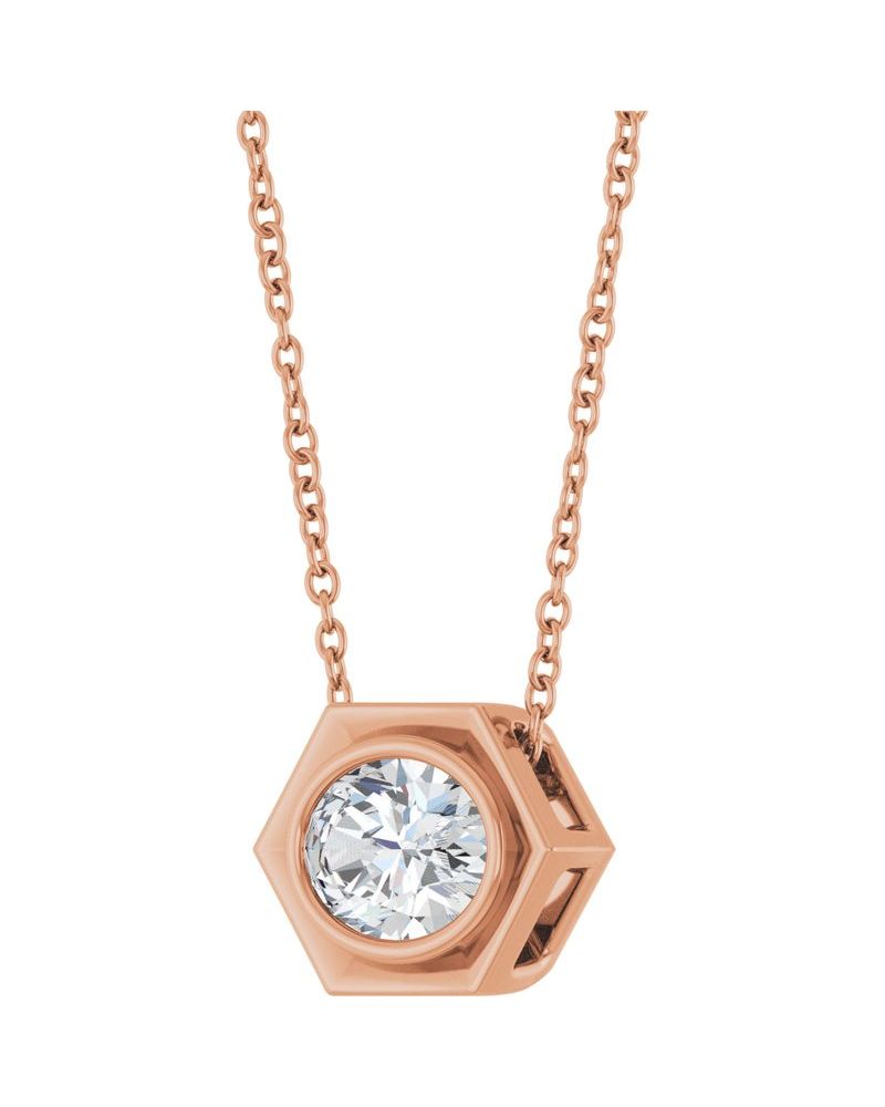 Colar com Cravação Bezel em Ouro 14k com Diamantes de Laboratório