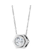 Colar com Cravação Bezel em Ouro 14k com Diamantes de Laboratório