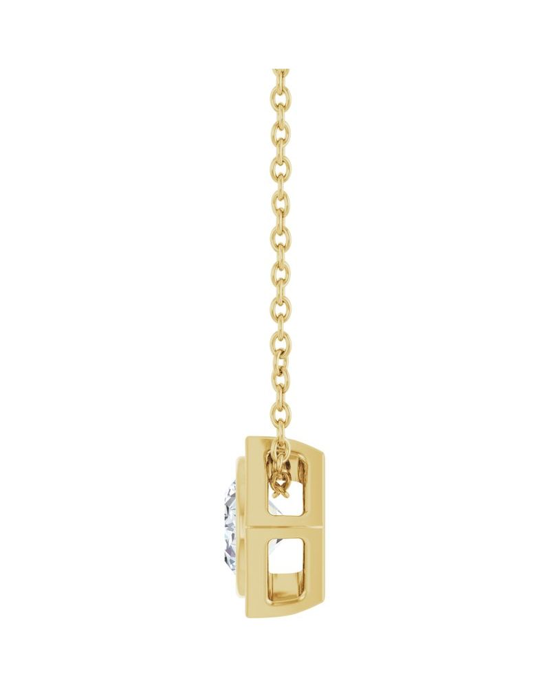 Colar com Cravação Bezel em Ouro 14k com Diamantes de Laboratório