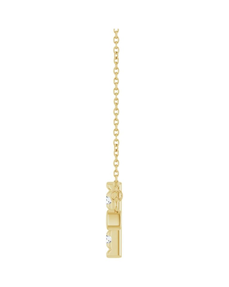 Colar Cruz Horizontal Cravejado em Ouro 14k com Diamantes de Laboratório – Modelo 3