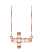 Colar Cruz Horizontal Cravejado em Ouro 14k com Diamantes de Laboratório – Modelo 3