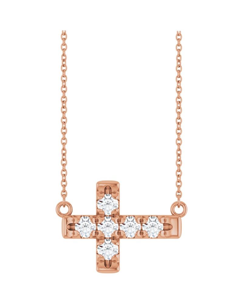 Colar Cruz Horizontal Cravejado em Ouro 14k com Diamantes de Laboratório – Modelo 3