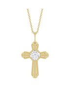 Colar Cruz Cravejado em Ouro 14k com Diamantes de Laboratório – Modelo 6