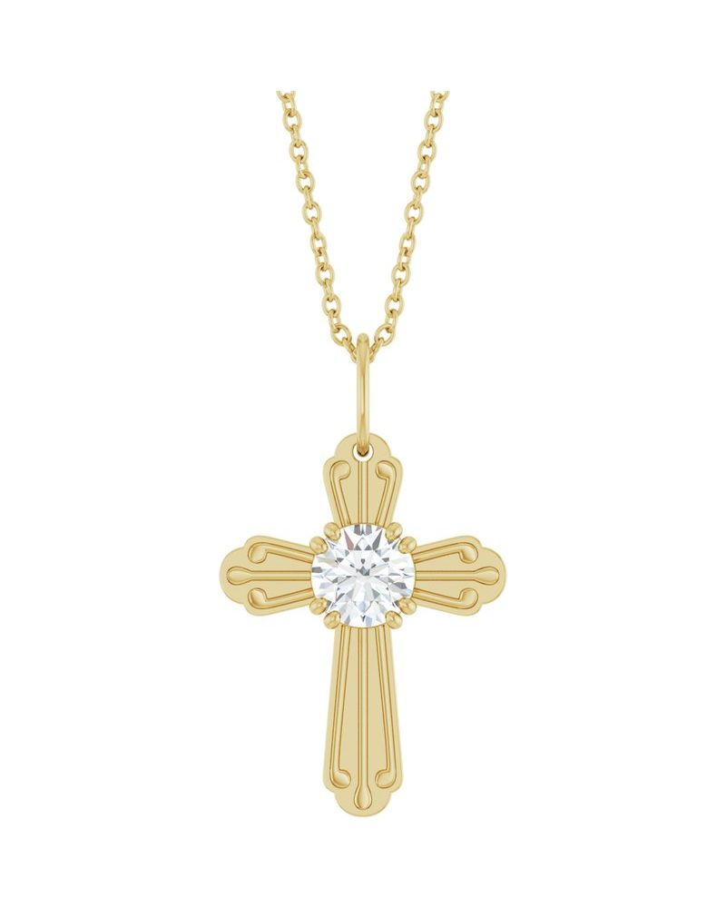 Colar Cruz Cravejado em Ouro 14k com Diamantes de Laboratório – Modelo 6