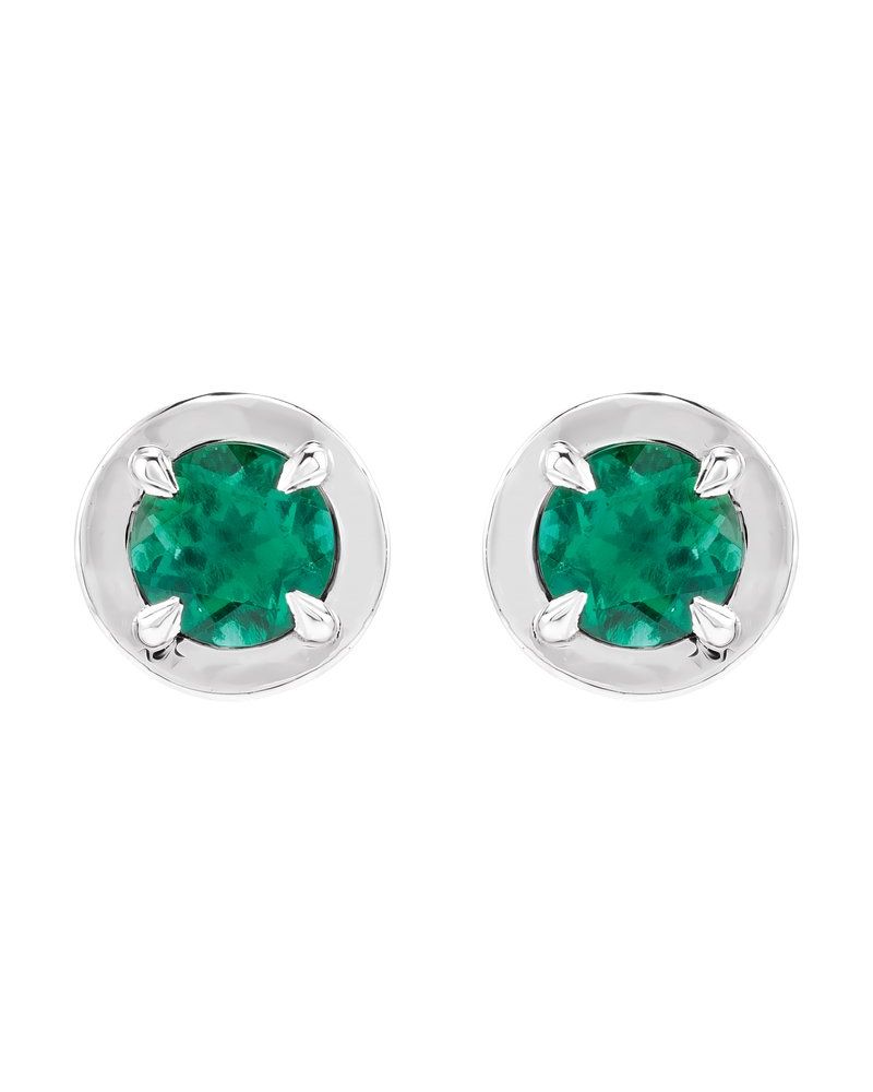 Brinco Ponto de Luz Redondo Quatro Garras Estilo Bezel em Ouro 14k com Diamantes de Laboratório