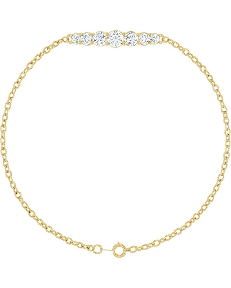 Pulseira Elos Degradê em Ouro 14k com Diamantes de Laboratório