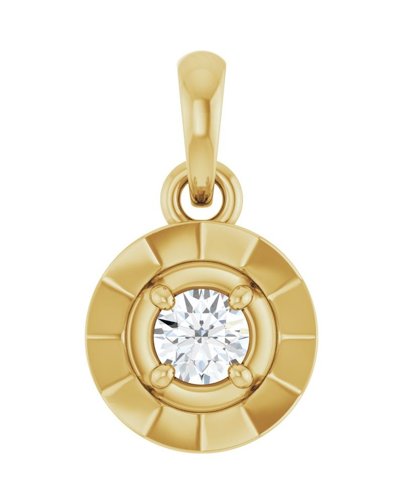 Pingente Solitário Estilo Bezel em Ouro 14k com Diamantes de Laboratório