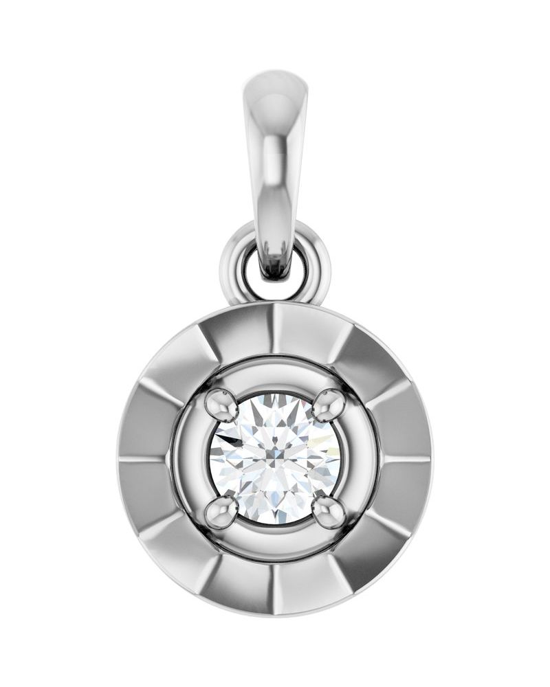 Pingente Solitário Estilo Bezel em Ouro 14k com Diamantes de Laboratório