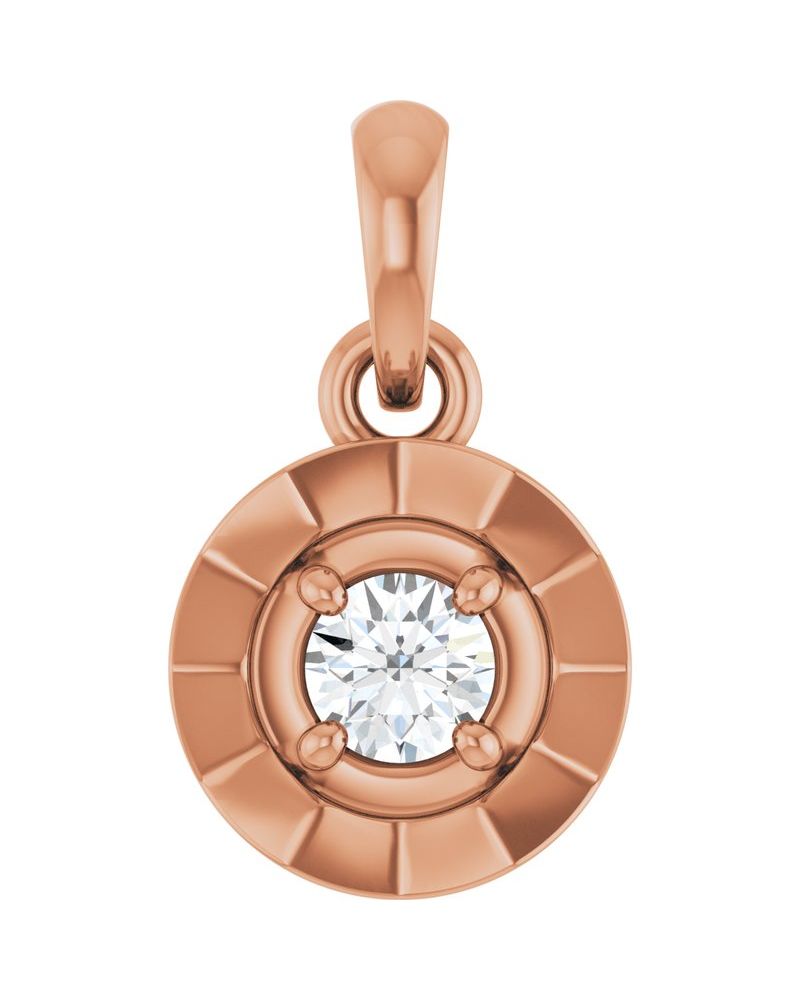 Pingente Solitário Estilo Bezel em Ouro 14k com Diamantes de Laboratório