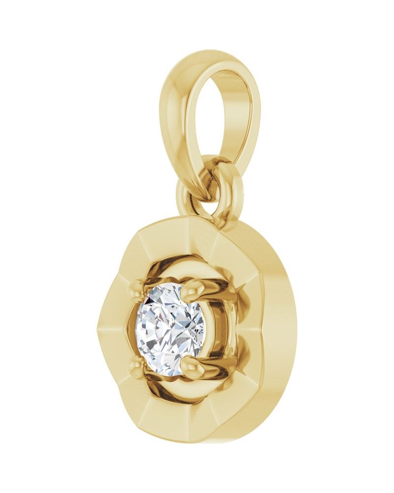 Pingente Solitário Estilo Bezel em Ouro 14k com Diamantes de Laboratório