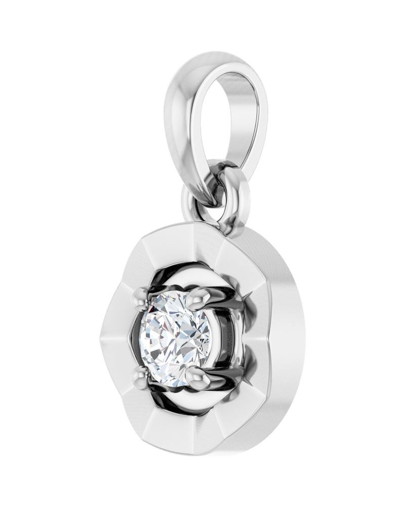Pingente Solitário Estilo Bezel em Ouro 14k com Diamantes de Laboratório
